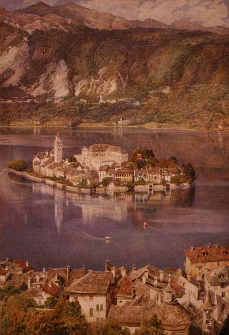 Isola San Giulio, Lake Orta, vintage artwork by Sir Edward John Poynter, 12x8" (A4) Poster