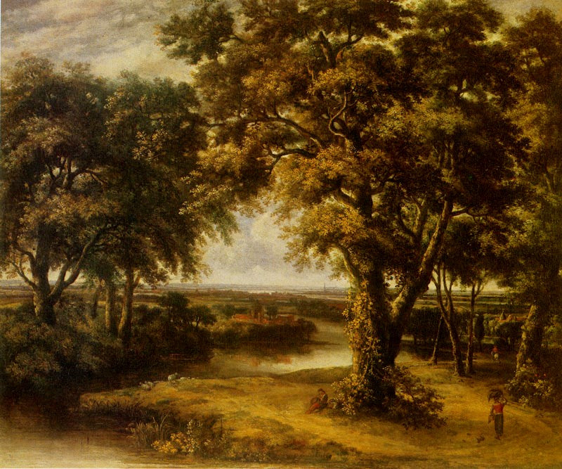 Trees near a River, vintage artwork by Philips Koninck, 12x8" (A4) Poster