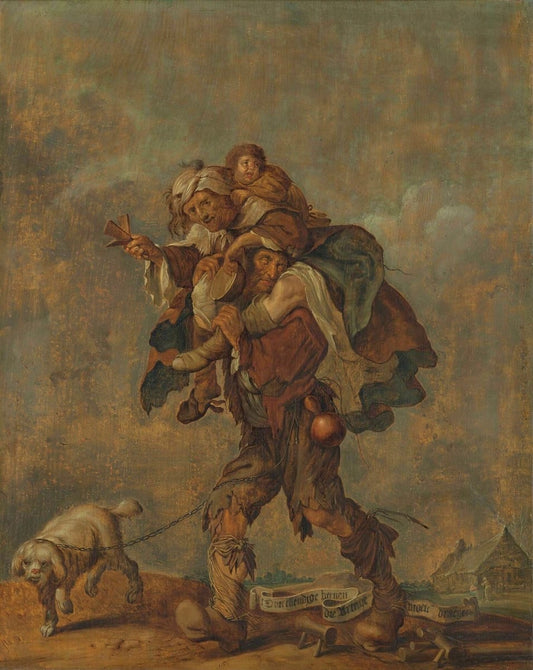 Wretched are the Legs That Must Carry the Burden of Poverty, vintage artwork by Adriaen van de Venne, 12x8" (A4) Poster