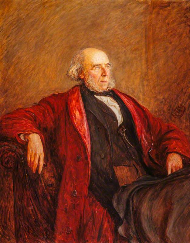 Herbert Spencer, Philosopher, vintage artwork by Hubert von Herkomer, 12x8" (A4) Poster