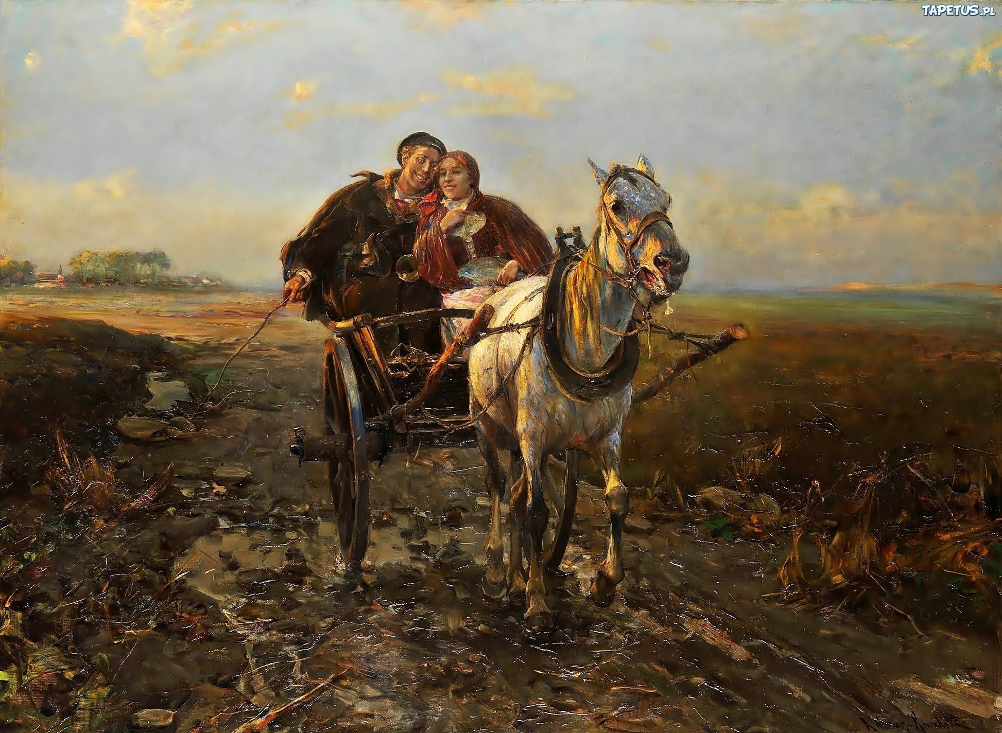 A Jolly Ride, vintage artwork by Alfred von Wierusz-Kowalski, 12x8" (A4) Poster