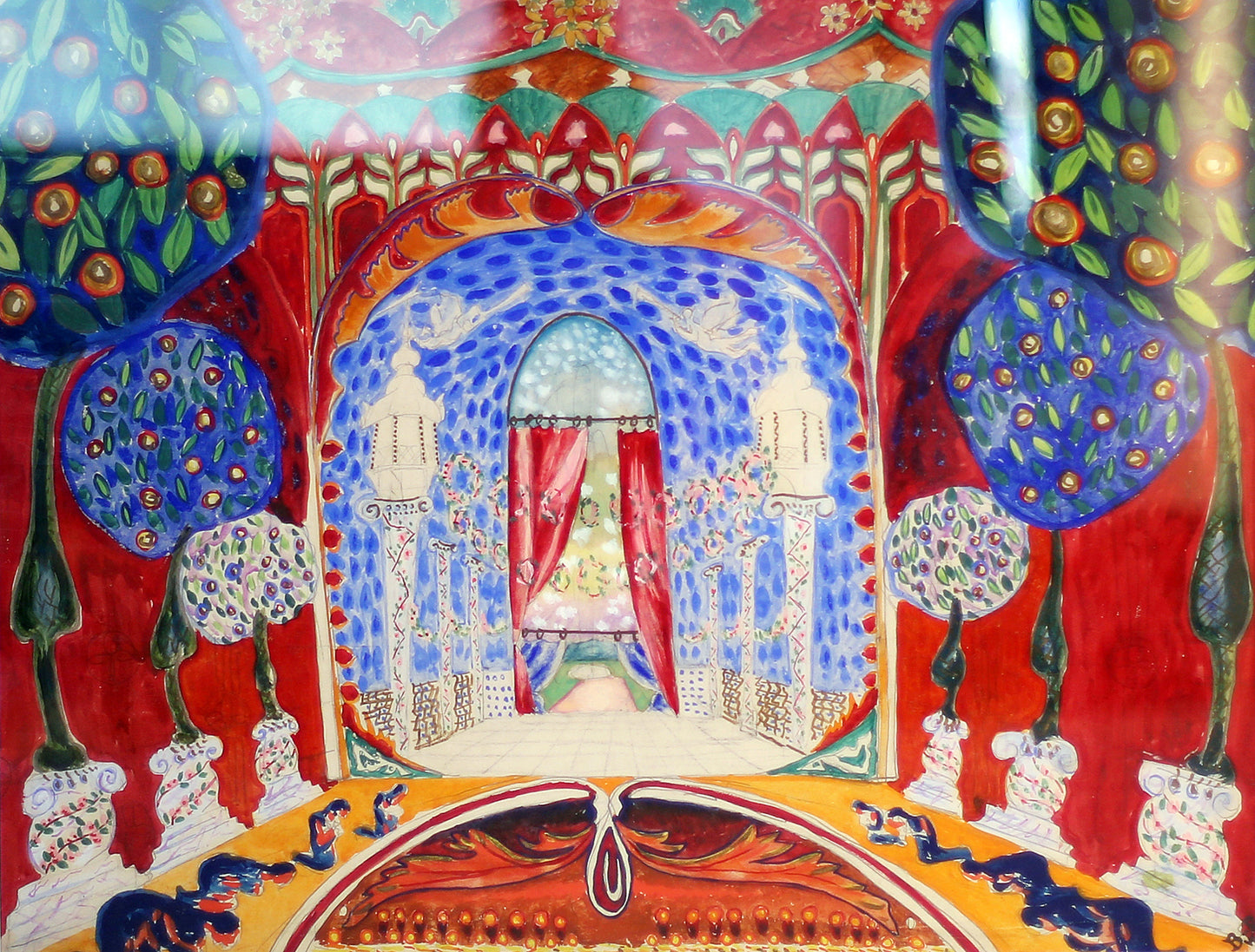 Drop-curtain of the Scene, vintage artwork by Vladimir Baranoff-Rossine, 12x8" (A4) Poster