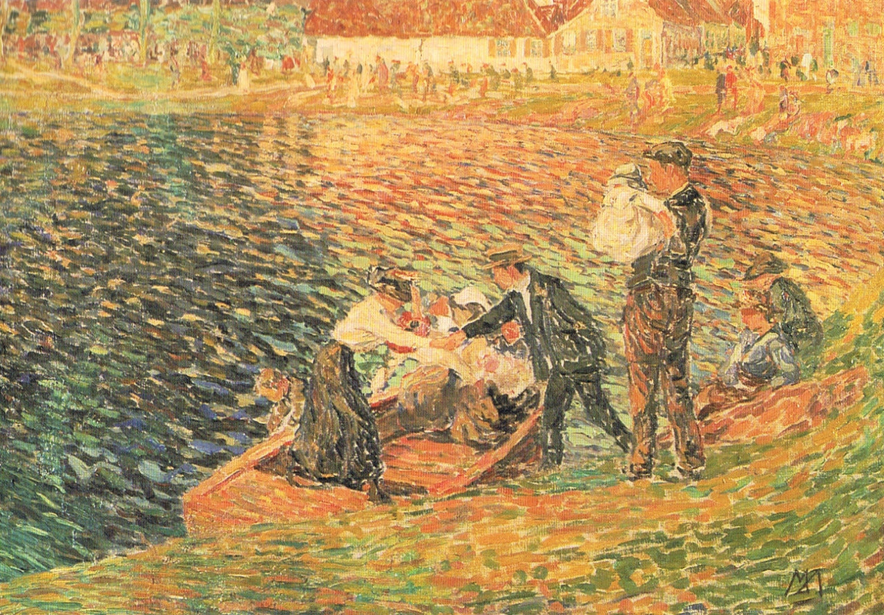 The Ferry Trip on Sunday, vintage artwork by Modest Huys, 12x8" (A4) Poster