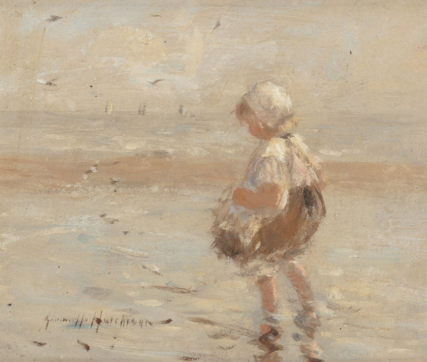 Day at the Beach, vintage artwork by Robert Gemmell Hutchison R.S.A. R.S.W., 12x8" (A4) Poster