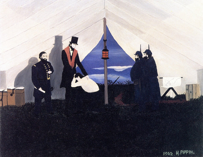 Abe Lincoln, The Great Emancipator, vintage artwork by Horace Pippin, 12x8