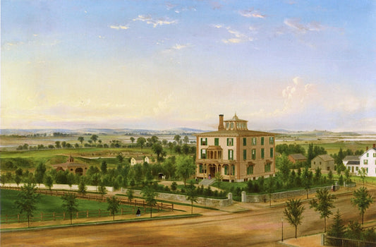 View of Flushing, vintage artwork by Unknown - American School 19th Century, A3 (16x12") Poster Print