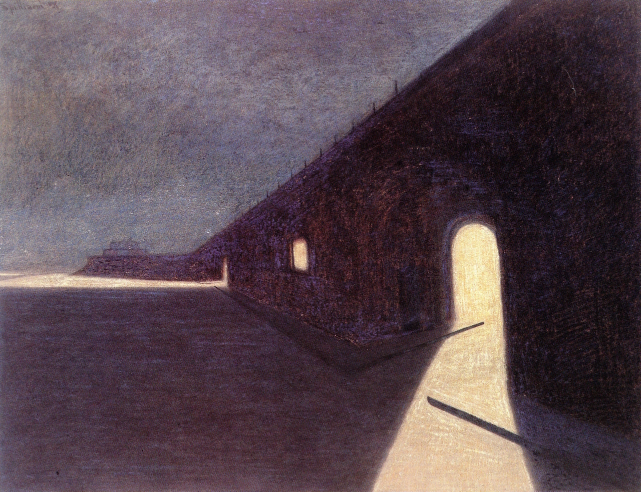 Casino and Boardwalk at Oostende, vintage artwork by Leon Spilliaert, 12x8" (A4) Poster