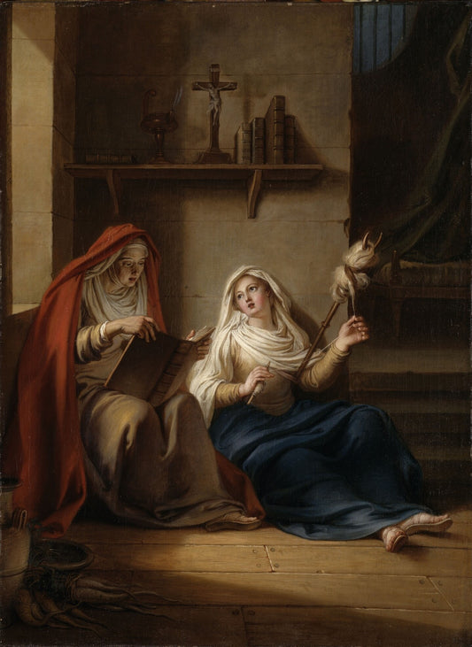Saint Piamun and her Mother Living Out of the World in Egypt, vintage artwork by Charles-Antoine Coypel IV, 12x8" (A4) Poster