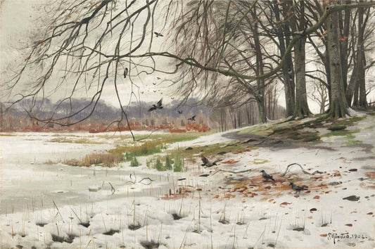 A Winter’s Day, vintage artwork by Peder Mork Mønsted, 12x8" (A4) Poster