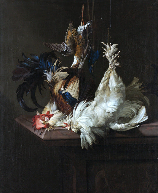Still Life with Fowl, vintage artwork by Willem van Aelst, 12x8" (A4) Poster