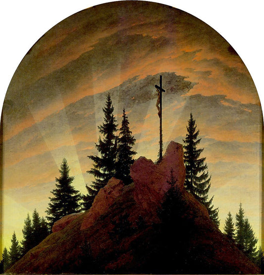 The Cross in the Mountains, vintage artwork by Caspar David Friedrich, 12x8" (A4) Poster