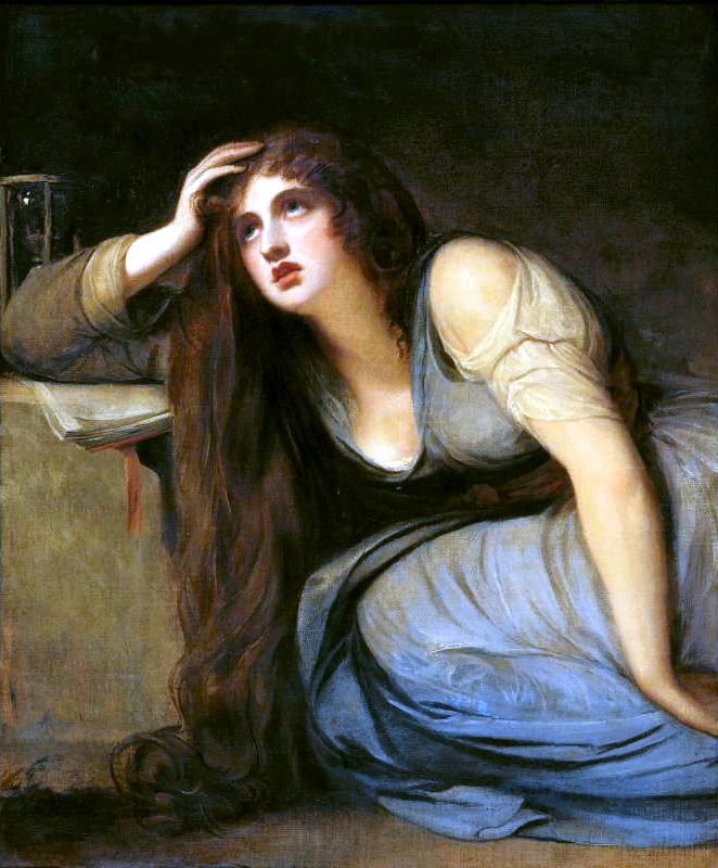 Lady Hamilton as The Magdalene, vintage artwork by George Romney, 12x8" (A4) Poster