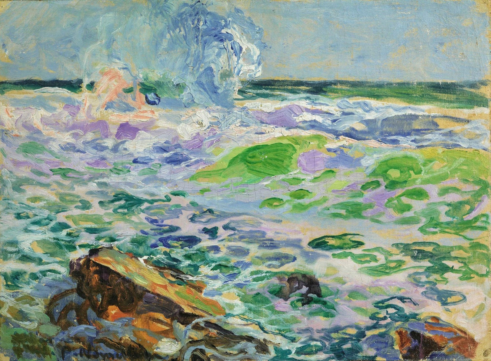 Marina con scoglio, vintage artwork by Plinio Nomellini, 12x8" (A4) Poster