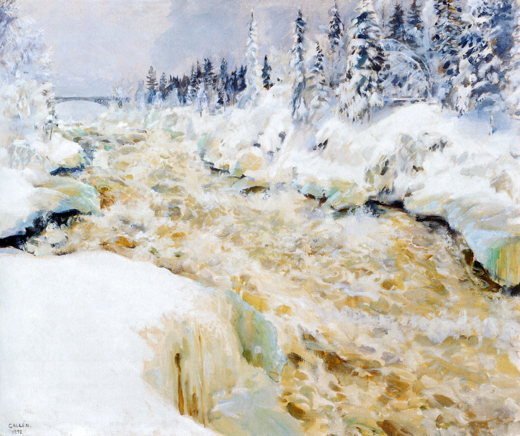 Imatra in Winter, vintage artwork by Akseli Gallen-Kallela, 12x8" (A4) Poster