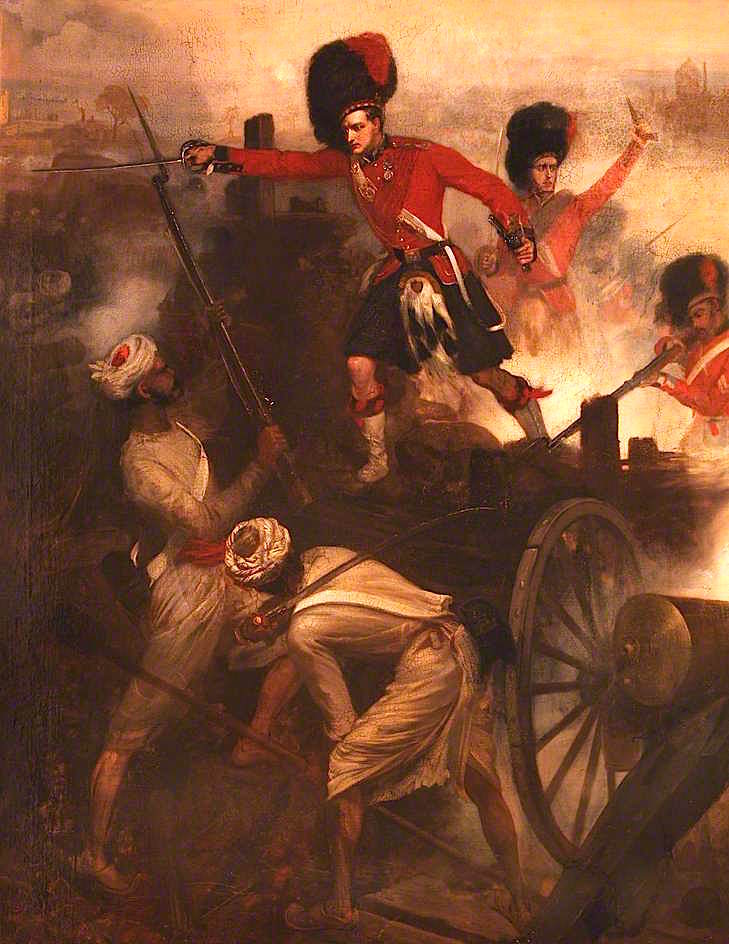 Lieutenant Francis Edward Henry Farquharson Winning His Victoria Cross at Lucknow, 9 March 1858, vintage artwork by Louis William Desanges, A3 (16x12") Poster Print