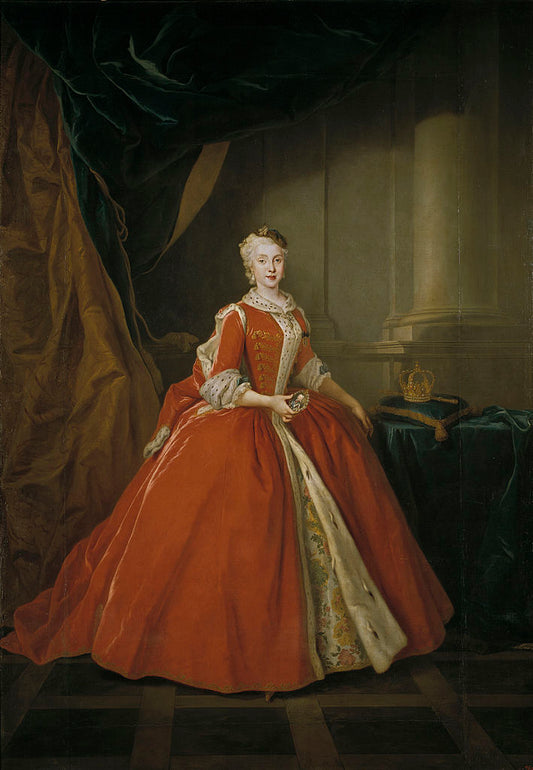 Portrait of the Princess Maria Amalia of Saxony in Polish Costume, vintage artwork by Louis de Silvestre, 12x8" (A4) Poster