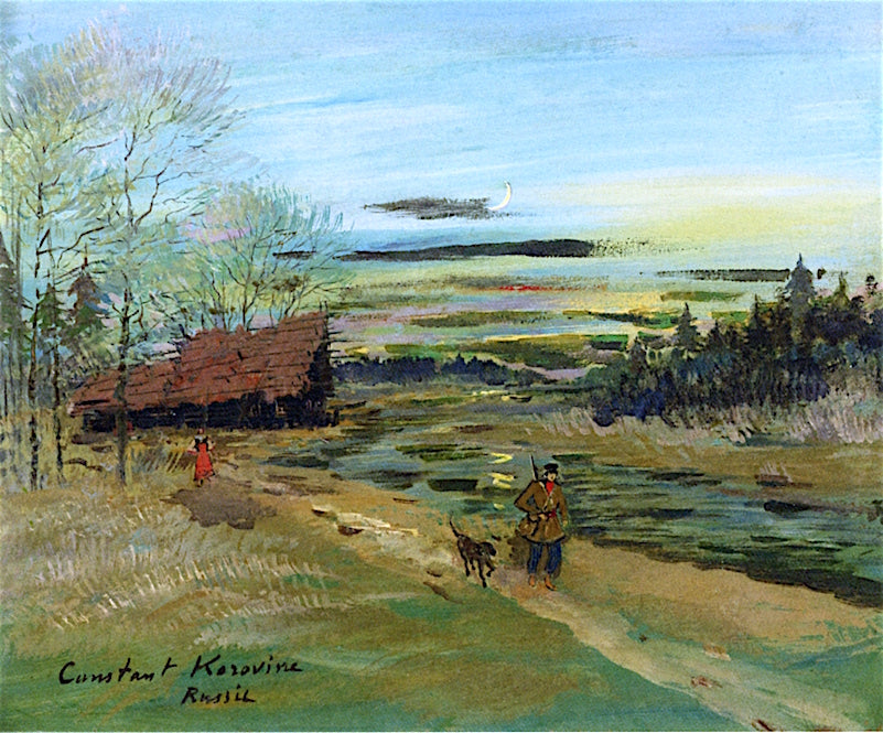 cape with Hunters in Russia by Constantin Alexeevich Korovin,A3(16x12")Poster