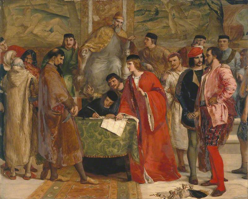 The Defeat of Shylock, vintage artwork by James Clarke Hook, R.A., A3 (16x12") Poster Print