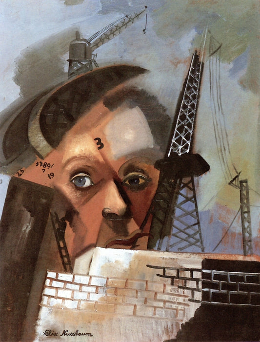 Self-Portrait in a Surreal Landscape, vintage artwork by Felix Nussbaum, 12x8" (A4) Poster