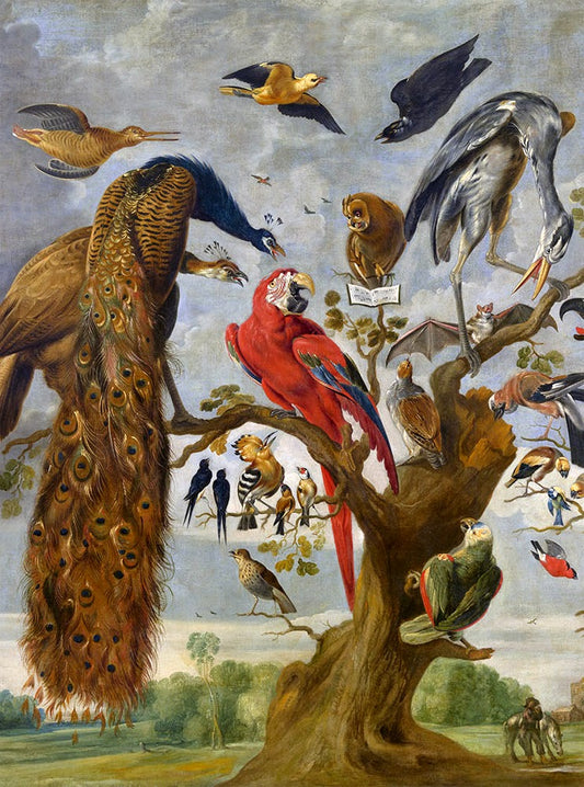 The Mockery of the Owl, vintage artwork by Jan van Kessel the Elder, 12x8" (A4) Poster