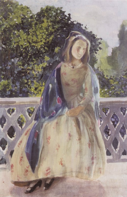 Girl on the Balcony by Viktor Elpidiforovich Borisov-Musatov,A3(16x12")Poster