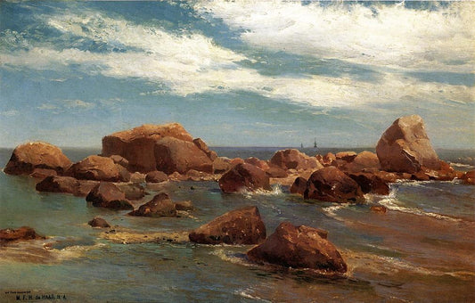 Coastal Scene - Rocky Coast, vintage artwork by Mauritz F. H. De Haas, 12x8" (A4) Poster
