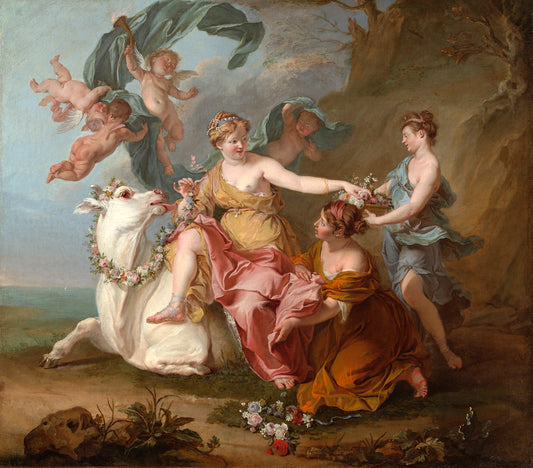 The Abduction of Europa (first version), vintage artwork by Noël-Nicolas Coypel III, 12x8" (A4) Poster