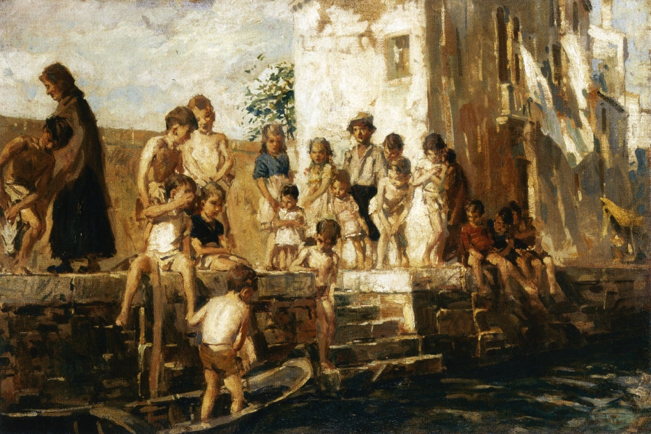 Afternoon along the Canal by Ettore Tito,A3(16x12")Poster