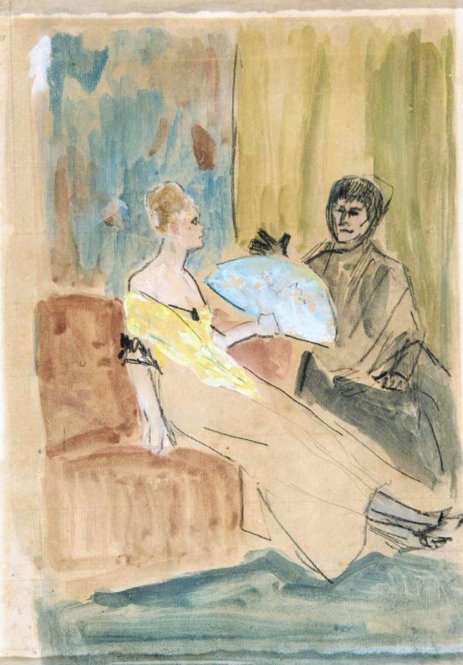 La confidente, vintage artwork by Felicien Rops, 12x8" (A4) Poster