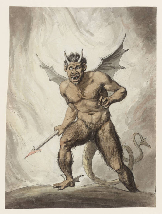 A Devil with a Spear, vintage artwork by Sir Nathaniel Dance-Holland, 12x8" (A4) Poster