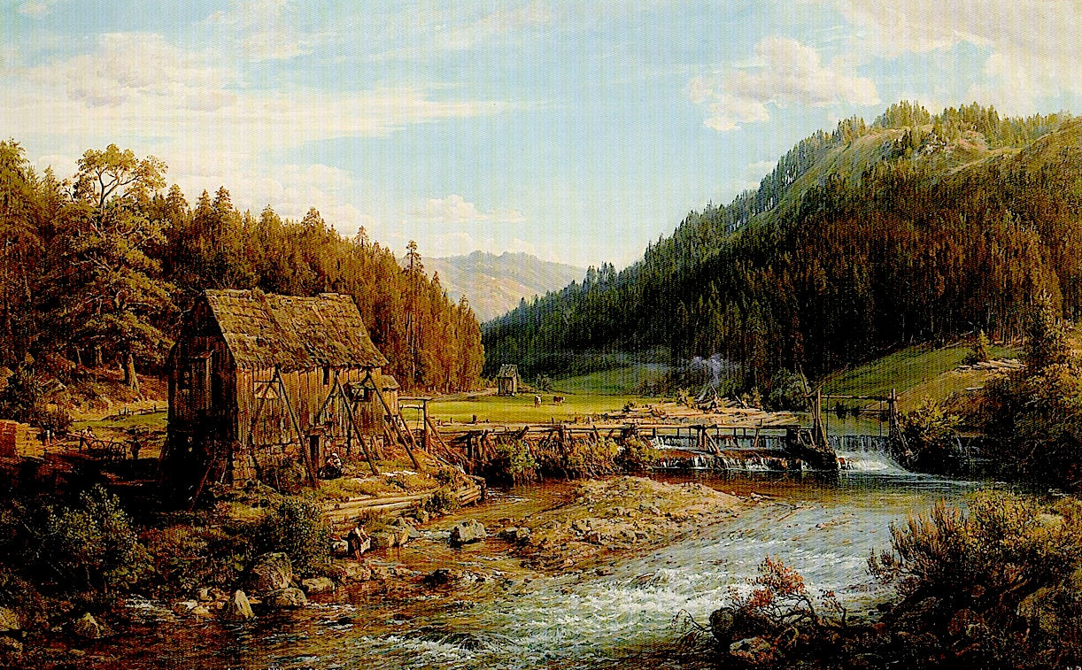 Water Mill near Wildbad, vintage artwork by Eduard Wilhelm Pose, A3 (16x12") Poster Print
