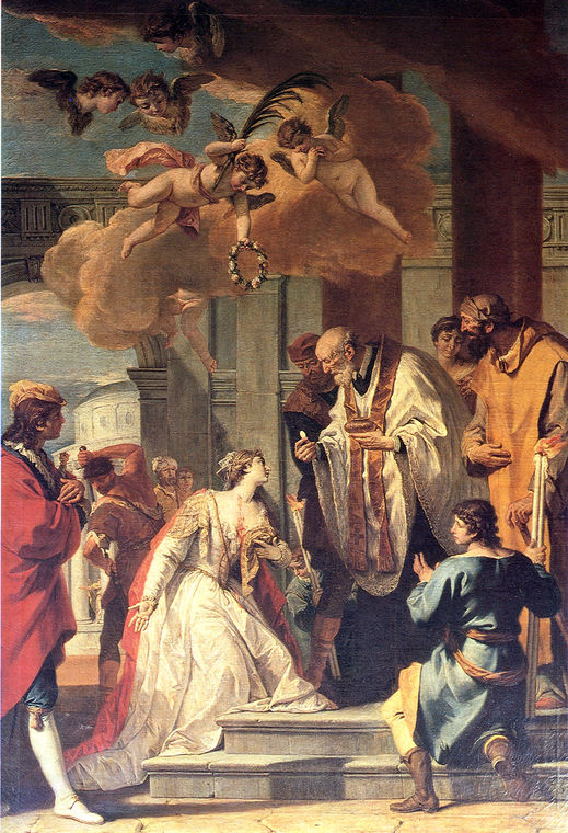 Communion and Martyrdom of Saint Lucia, vintage artwork by Sebastiano Ricci, 12x8" (A4) Poster