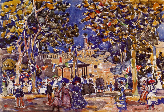 Band Concert, vintage artwork by Maurice Prendergast, 12x8" (A4) Poster