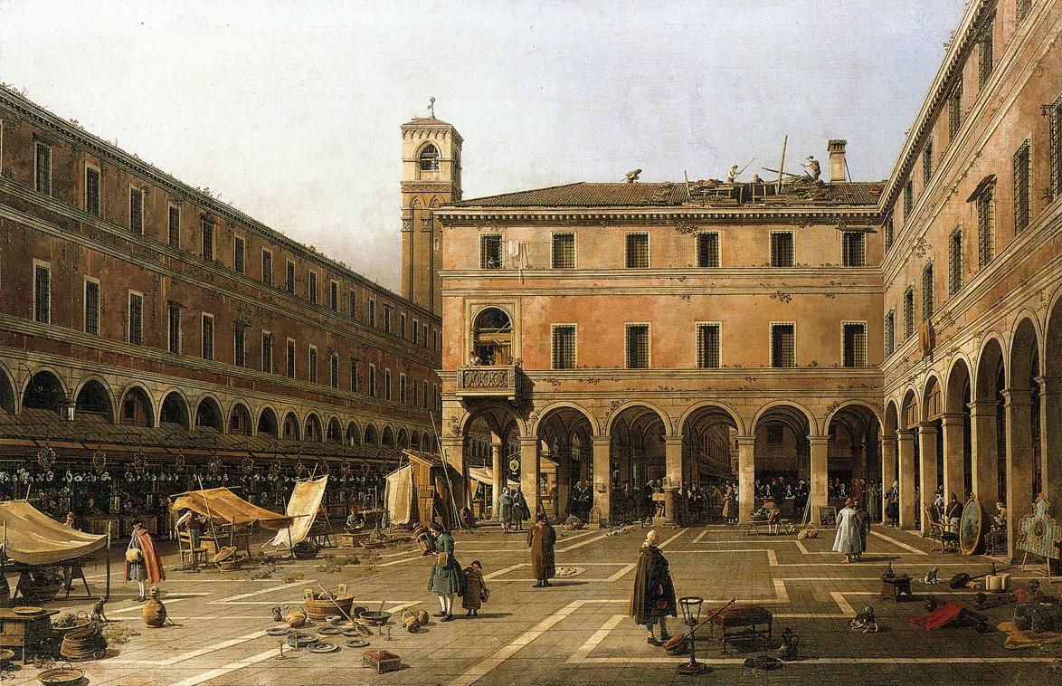 Campo di Rialto, vintage artwork by Canaletto, 12x8" (A4) Poster