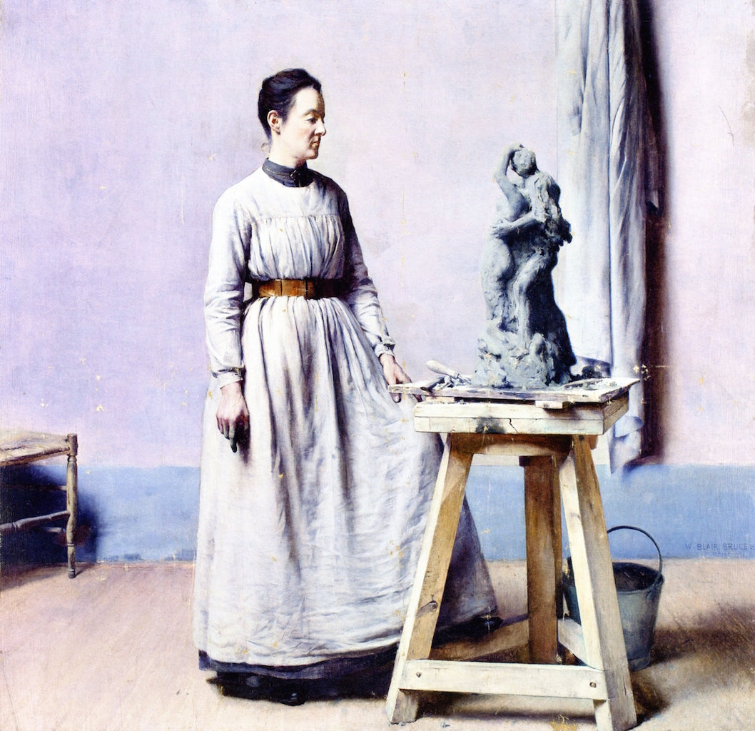 Femme sculpteur, vintage artwork by William Blair Bruce, 12x8" (A4) Poster