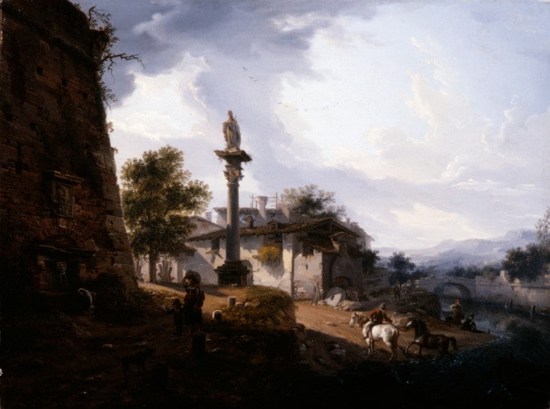 View of the outskirts of Lecco, vintage artwork by Giovanni Migliara, 12x8" (A4) Poster