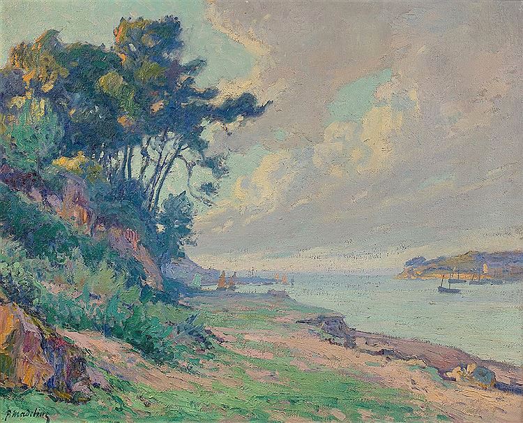Rocky Coastline, vintage artwork by Paul Madeline, 12x8" (A4) Poster