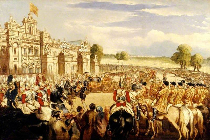 The Christening Procession of the Prince of Wales Leaving Buckingham Palace, London, vintage artwork by British School 19th Century - Unknown, A3 (16x12