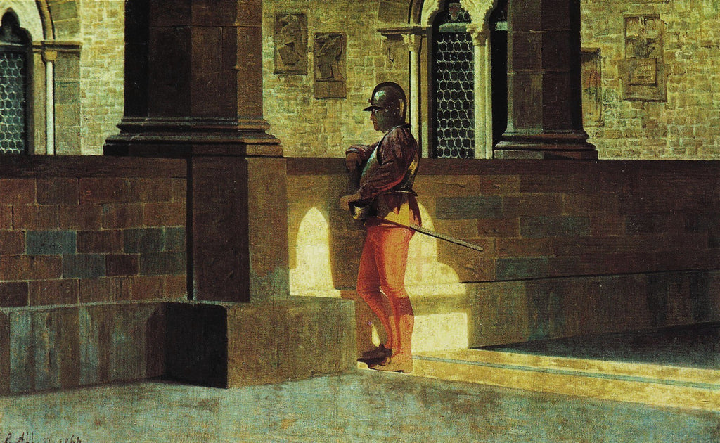 Gallery with Armor Bearer, vintage artwork by Giuseppe Abbati, 12x8" (A4) Poster