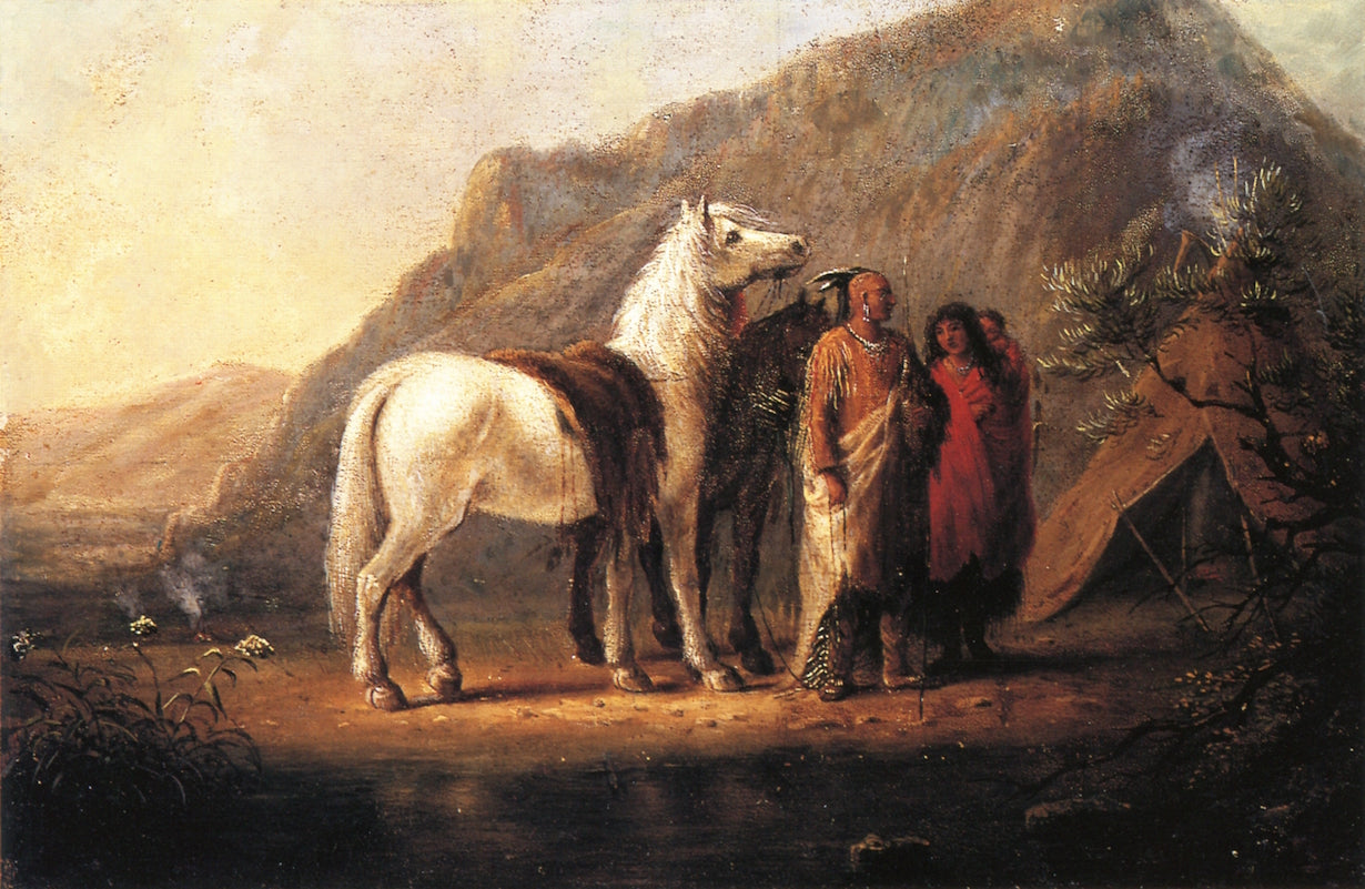 A Warrior and His Family, vintage artwork by Alfred Jacob Miller, A3 (16x12") Poster Print
