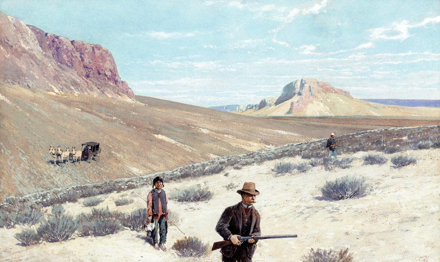 Theodore Roosevelt "Sage Grouse Shooting", vintage artwork by Henry F. Farny, 12x8" (A4) Poster