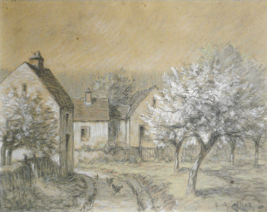 Ferme en hiver by Jean-Charles Millet,16x12(A3) Poster