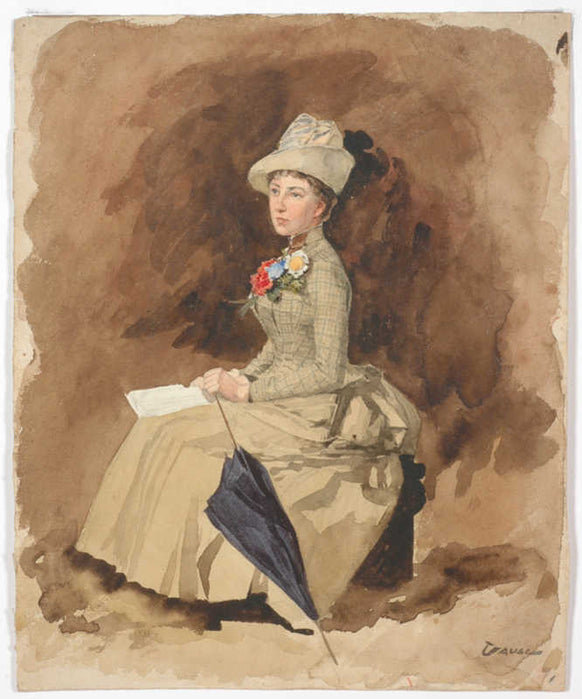 Lady with umbrella by Wilhelm Gause,A3(16x12")Poster