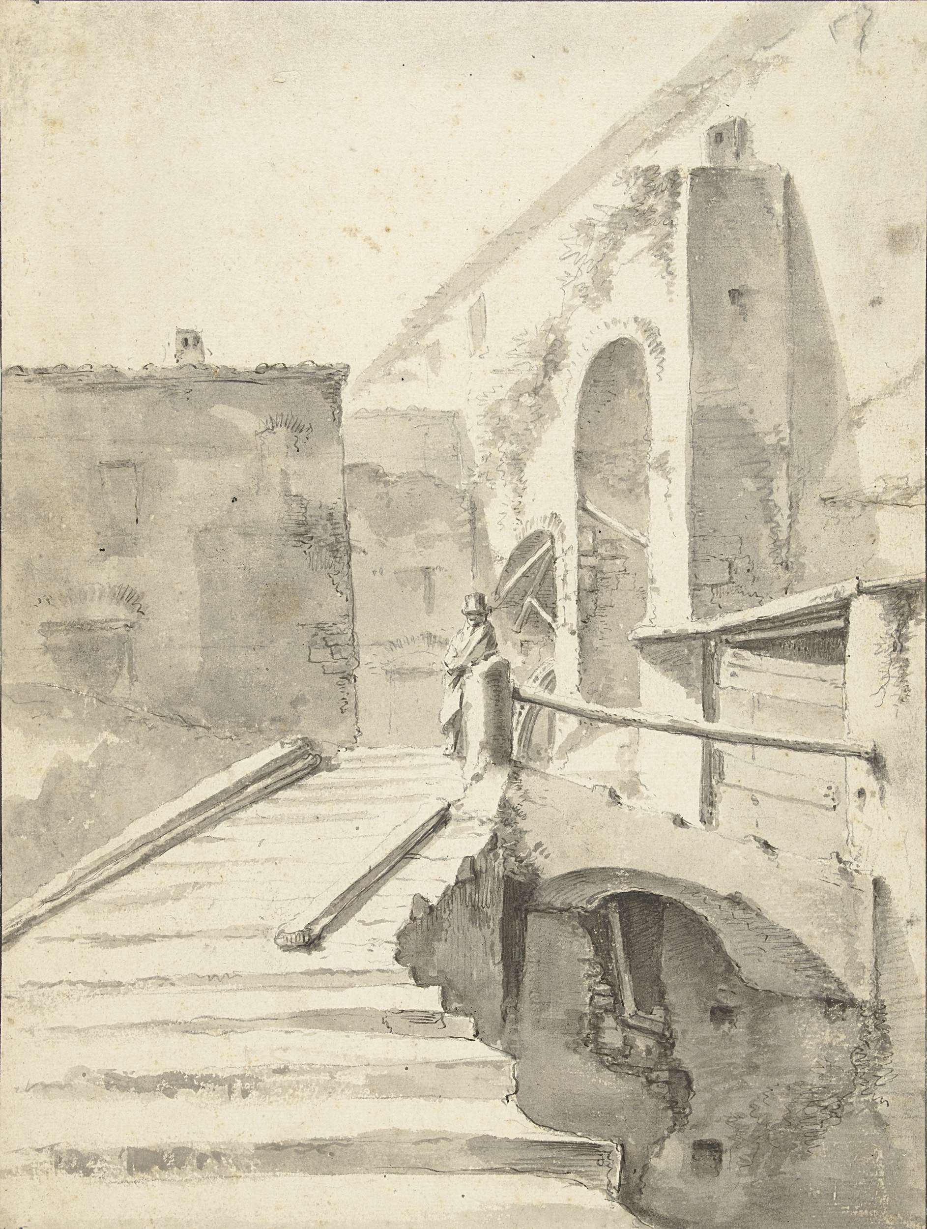 Roman Buildings and Substructure, vintage artwork by Jan Asselijn, 12x8" (A4) Poster