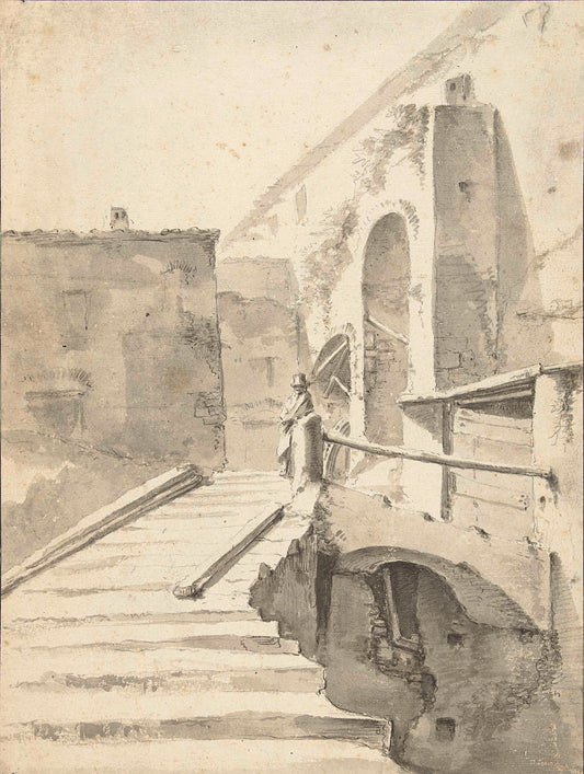 Roman Buildings and Substructure, vintage artwork by Jan Asselijn, 12x8" (A4) Poster