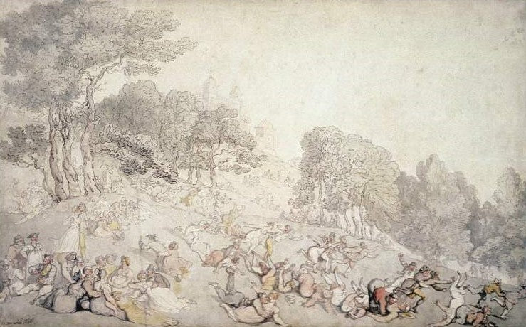 Greenwich Hill, vintage artwork by Thomas Rowlandson, 12x8" (A4) Poster