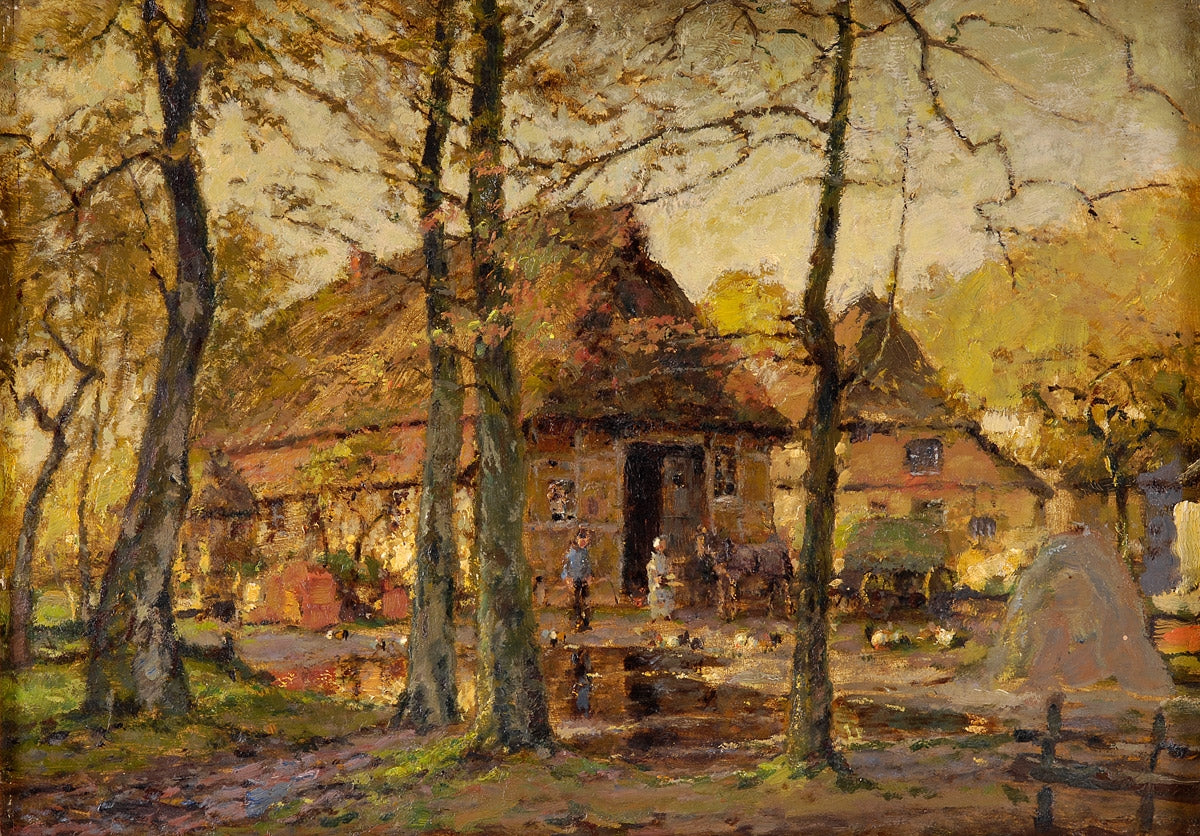 Early autumn in the countryside, vintage artwork by Heinrich Hermanns, 12x8" (A4) Poster