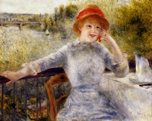 Alphonsine Fournaise on the Isle of Chatou, vintage artwork by Pierre Auguste Renoir, 12x8" (A4) Poster