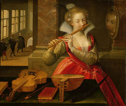 Allegory of Music, vintage artwork by Dirk de Quade van Ravesteyn, 12x8" (A4) Poster