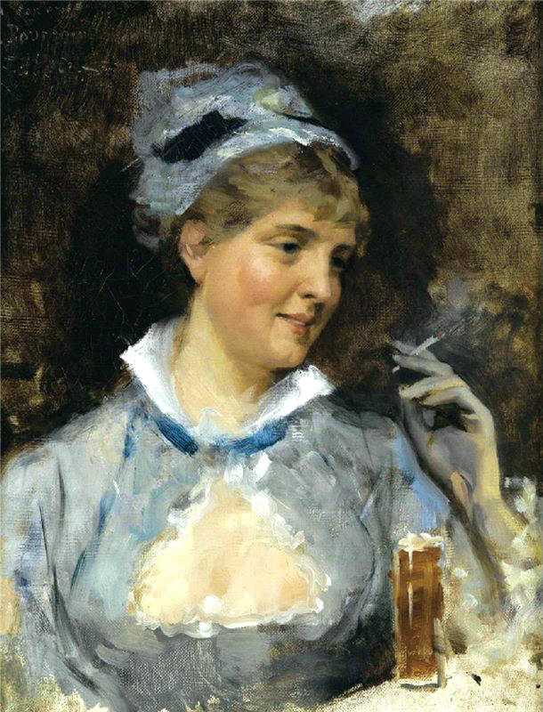 At the Bar, vintage artwork by Albert Edelfelt, 12x8" (A4) Poster